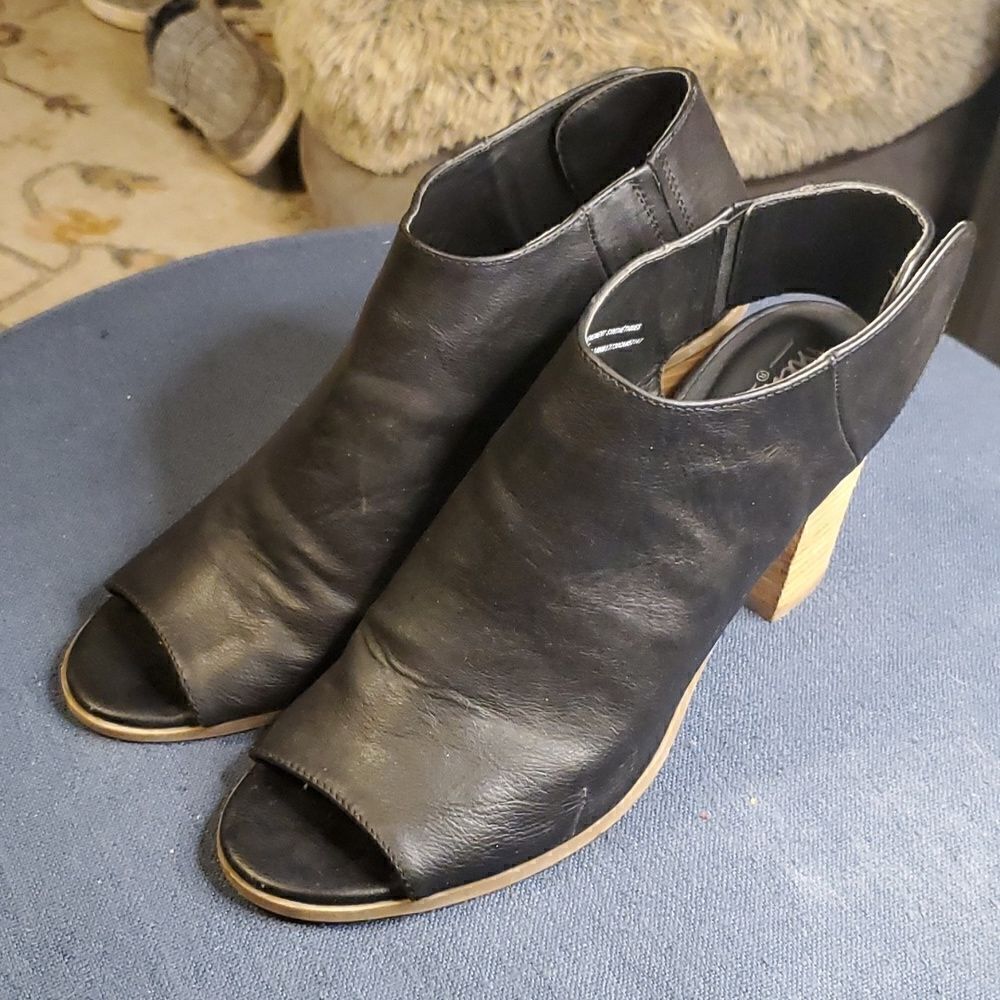Womens Black MOSSIMO High Heel Open Toe Bootie mules